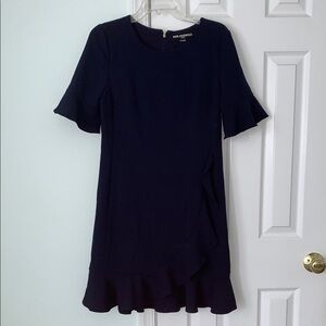 Karl Lagerfeld Black Ruffled Flutter Sleeve Mini Dress